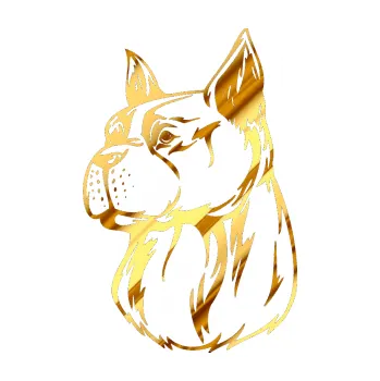 samolepka Pes 017 levá (81 - chrom fólie zlatá zrcadlová) SAMOLEPKA NA AUTO, NÁLEPKA, FÓLIE, POLEP, TUNING, VLASTNÍ TEXT, TISK, AUTOSAMOLEPKY.cz, POLEPY, OBRÁZEK, LOGO, 3D STICKERS