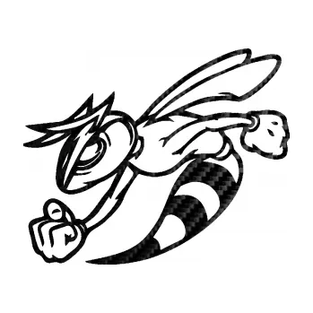 Samolepicí dekorace na vozidlo Rozzuřená vosa 001 levá (50 - 3D karbon černý) SAMOLEPKA NA AUTO, NÁLEPKA, FÓLIE, POLEP, TUNING, VLASTNÍ TEXT, TISK, AUTOSAMOLEPKY.cz, POLEPY, OBRÁZEK, LOGO, 3D STICKERS