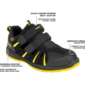 Pracovní obuv BNN RIBBON S1 ESD SANDAL žlutý - 43