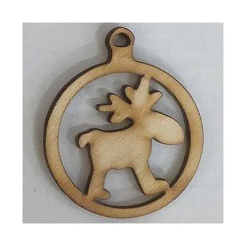 Vánoční dekorace Dřevěný výřez vánoční koule se sobem 270mm