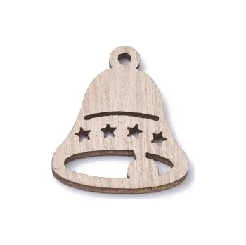 Dětské navlékací korálky Dřevěný výřez zvonek 30x25mm