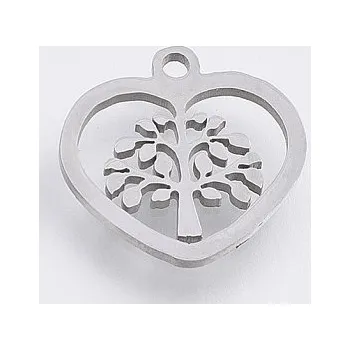 Přívěsek Přívěsek srdce / srdíčko se stromem života 14x14mm chirurgická ocel