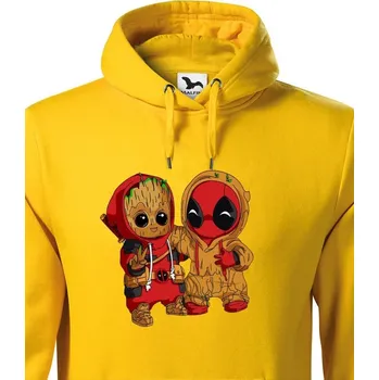 Pánská mikina Pánská mikina Deadpool a Groot, Barva Žlutá, Velikost L, Canvas Pánská mikina Bezvatriko.cz 0685 - DTF/DTG