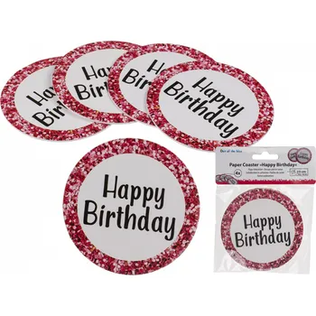 Party nádobí Out of The blueNarozeninové podtácky pod skleničky Happy Birthday 4ks