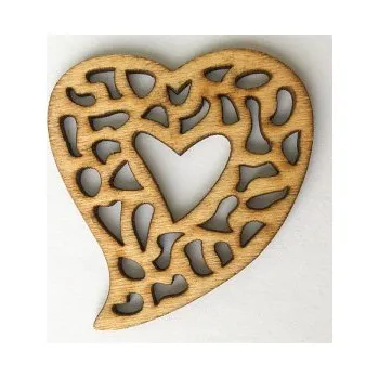 Dětské navlékací korálky Dřevěný výřez srdce mozaika 65x55mm