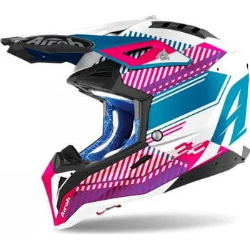 Helma na motorku AVIATOR 3.0 Wave, AIROH - Itálie (růžová/chrom) 2021 2XL