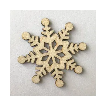 Dětské navlékací korálky Dřevěný výřez vločka 50x50mm