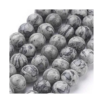 Přírodní kámen Jaspis Picasso šedý lesklý 6mm (8ks)