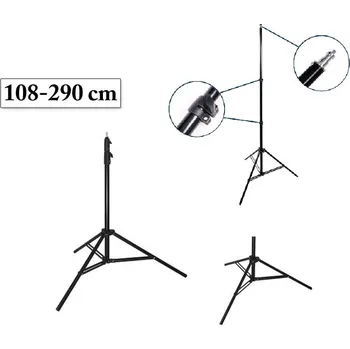 Kovový stativ pro studiové blesky a světla 108 - 290 cm (Studiový stojan s 16 mm hlavou a se závitem 1/4" )