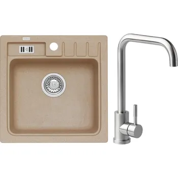 Set Alveus (dřez Niagara 20 Beige 55 + baterie Angle Kartáčovaná ocel) SETA20075