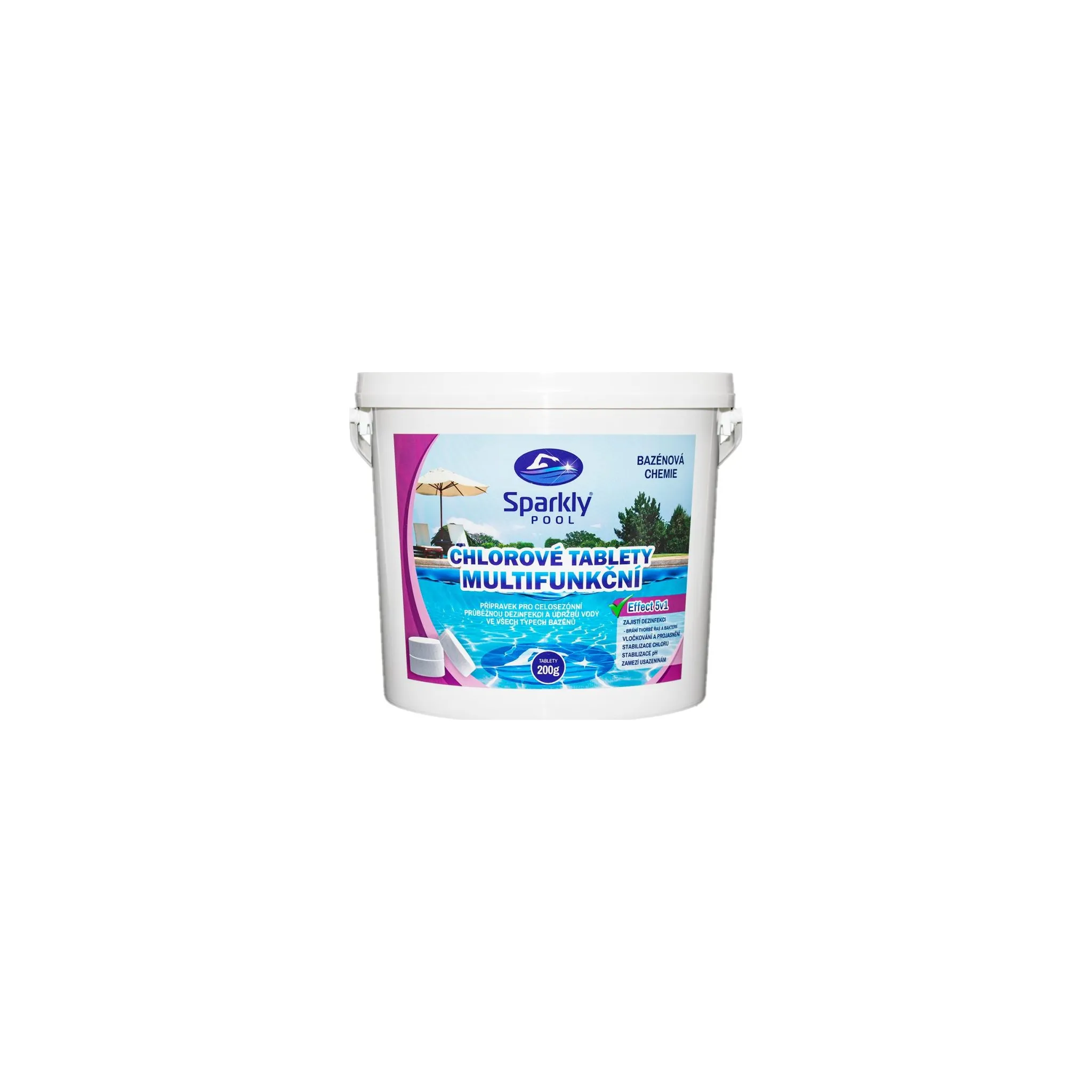 Fotografie 1 - Bazénová chemie Sparkly POOL Chlorové tablety do bazénu 5v1 multifunkční 200 g 5 kg