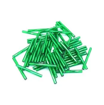 Dětské navlékací korálky Preciosa tyčinky zelené kroucené 25 mm