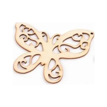 Dětské navlékací korálky Dřevěný výřez motýl 55x63mm