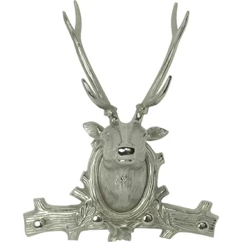 Věšák Stříbrný věšák s hlavou jelena - 39*17*49cm