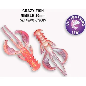Gumová nástraha Crazy Fish Nimble 4cm 9D Pink snow (9ks)