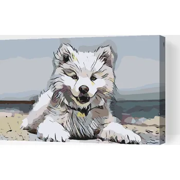 Malování podle čísel - Veselý chlupáč Velikost: 40x60cm, Rámování: Pouze srolované plátno