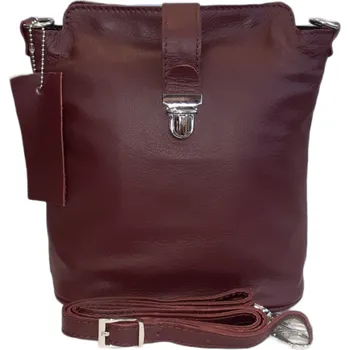 Facebag kožená crossbody s kovovým zapínáním bordová 6017/152