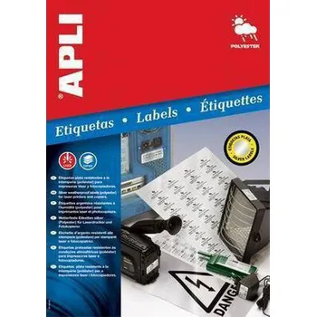 Samolepící etiketa Apli Samolepicí etikety stříbrné, 20 archů 210 x 297 mm