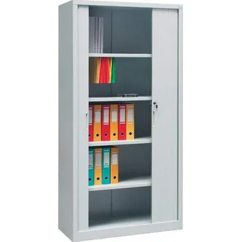 Kovová skříň s žaluziovými dveřmi, v x š x h: 1990 x 1000 x 435 mm, barva korpusu šedá RAL7035, žaluzie šedé