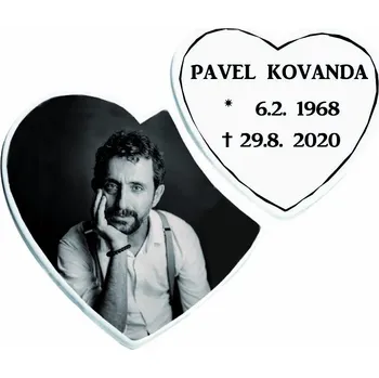 Smuteční dekorace Foto na hrob - Srdce dělené 23x20 cm