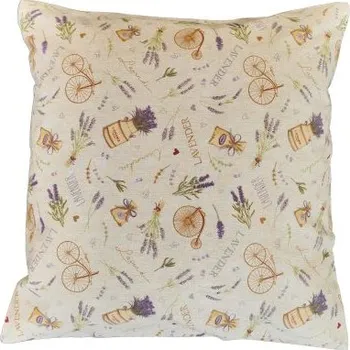 Dekorativní polštářek Dekorační polštář Levandule a kola na béžové 45 x 45 cm | RTex