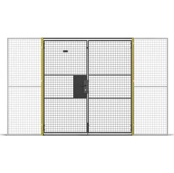 Plot Dveře - otočné, dvoukřídlé (pro ochrannou mříž), šířka 2000 mm, sloupky žluté/dveře černé