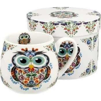 Porcelánový hrnek buclák "Sova" v dárkové krabičce - 430 ml