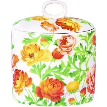 Dóza na potraviny RANUNCULUS dóza oválná žluté a oranžové kvítí se zelenými listy