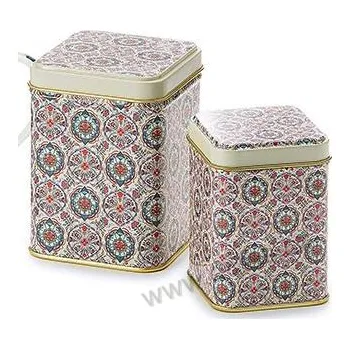 Dóza na potraviny HELMA plechová dóza na čaj 7420 červené a modré ornamenty