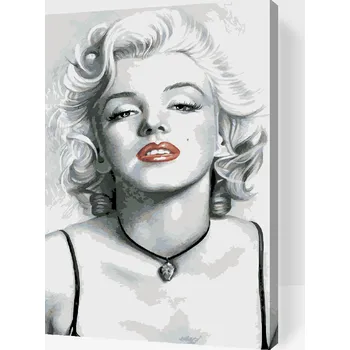 Malování podle čísel - Marilyn Monroe červené rty Velikost: 40x60cm, Rámování: Pouze srolované plátno