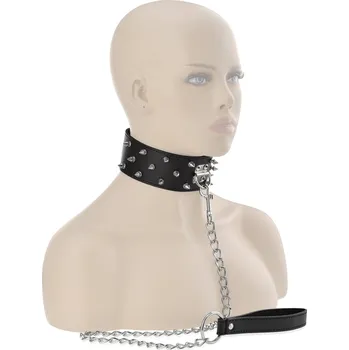 PEVNÝ OBOJEK S CVOČKY A VISACÍM ZÁMKEM SADA S OBOJKEM BDSM - 74877889