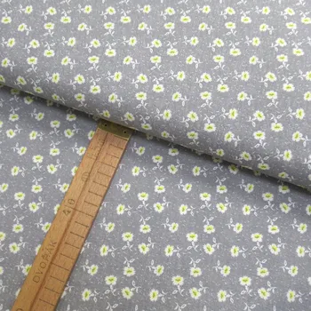 Bavlněné plátno - Květiny bílo žluté na šedé - šíře 150cm