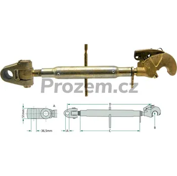 Šroub Třetí bod se záchyt. hákem a vid. M30x3,5mm (590-830mm) kat.36-2