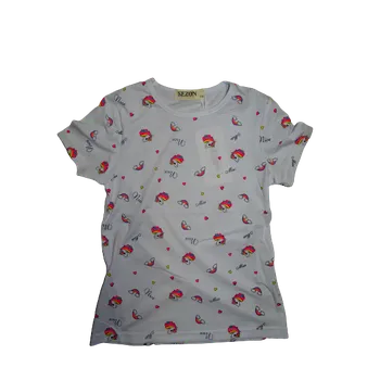 Dívčí bílé tričko s krátkým rukávem a potiskem Jedonorožec. 128