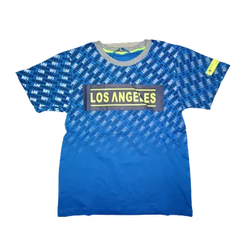 Chlapecké tričko Chlapecké modré tričko s žlutým, na sluníčku měnícím barvu, nápisem Los Angels. 146
