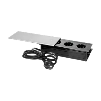 Elektrická zásuvka Posuvná elektrická zásuvka 3x230V vestavná šedá, oblé hrany ((posuvné zásuvkové moduly))