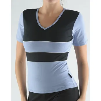 Gina Tričko s krátkým rukávem kombinace barev a paspule 98003P Barva/Velikost: ocelová, černá / S