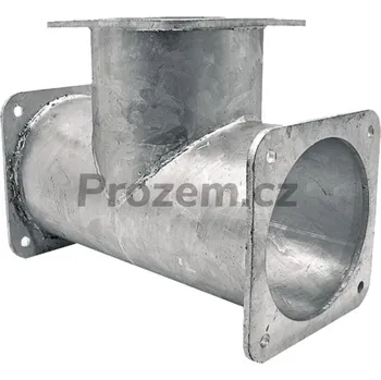 Fitinka Spojovací T-kus 90°, 4" x 4" x 4" s přírubou na třech stranách 150 x 150 mm