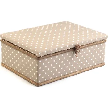 Organizér galanterie Stoklasa Kazeta na šití čalouněná 750392/1 přírodně béžová s bílým puntíky