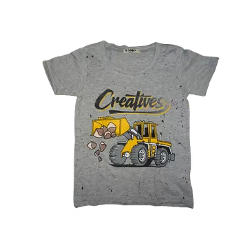 Dětská móda Chlapecké šedé tričko se žlutým nakladačem Creatives. 128