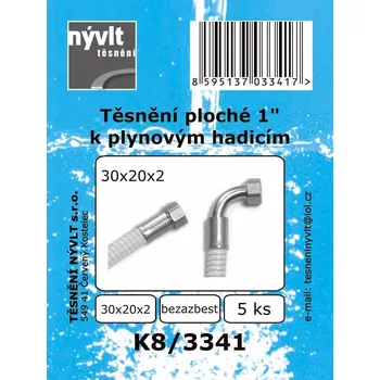 SADA plochého těsnění k připojovacím hadicím plynových sporáků 1" bezazbest - K8/3341