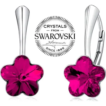 Náušnice stříbrné náušnice se Swarovski® Crystals květ fuchsie VSW016E
