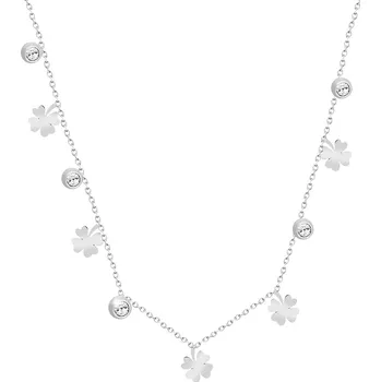 Řetízek biju Řetízek z chirurgické oceli, čtyřlístek a zirkon