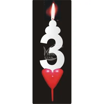 Dortová svíčka Svíčka na dort česká - Číslo 3 - bílá