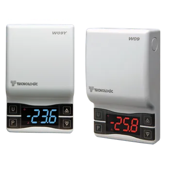 Termostat Kompaktní nástěnný termostat Tecnologic W09 HRB s 8A relé a modrým displejem