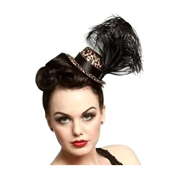 Ozdoba do vlasů Klobouček do vlasů leopardí s peřím