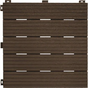 Venkovní dlažba Hnědá gumová terasová dlažba FLOMA Cosmopolitan - 45,8 x 45,8 x 2,5 cm