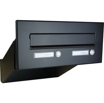 Poštovní schránka 1x poštovní schránka D-041 k zazdění do sloupku + čelní deska s 2x zvonkem ČD-3 - RAL 9005 MAT. - ČERNÁ