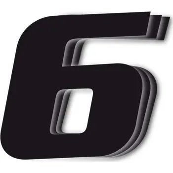Auto-moto BLACKBIRD startovní číslo 25cm x 20cm šikmé, barva černá, číslo 6 (3 ks)