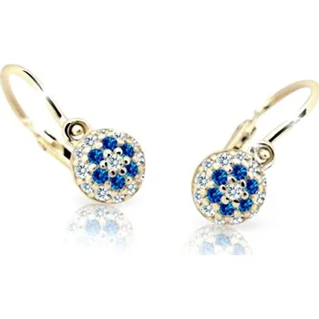 Náušnice Cutie Jewellery Dětské zlaté náušnice C2150Z-Blue Dark